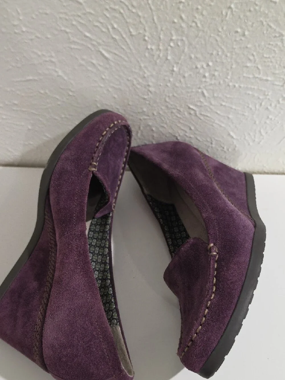 Naturalizer Purple Suede Wedge Loafers